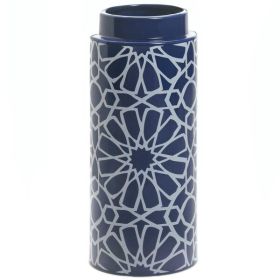 Accent Plus Blue Ceramic Geometric Pattern Cylinder Vase