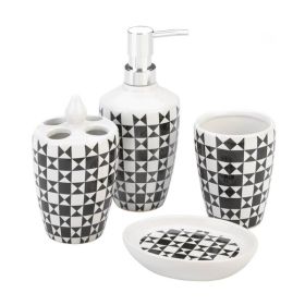 Accent Plus Black and White Geometric Bath Accessory Set