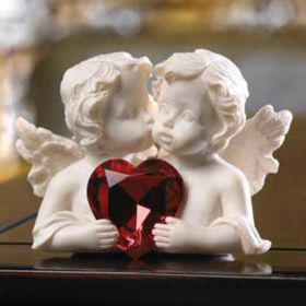 Accent Plus Cherubs Figurine with Heart Gem