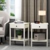 Wood Nightstand Set of 2;  Modern Bedside Table with Drawer and Shelf;  3-Tier Sofa Side Table End Table;  Living Room Bedroom Furniture