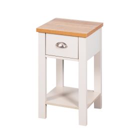 Wooden Living Room Side Table; Floor-standing Storage Table with a Drawer