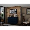 Manhattan Comfort Rockefeller Mid-Century- Modern Dresser with 3-Drawers in Tatiana Midnight Blue