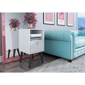 Manhattan Comfort Abisko Stylish Side Table with 1-Cubby and 1-Drawer in White