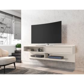 Manhattan Comfort Astor 70.86 Modern Floating Entertainment Center 1.0 with Media Shelves in Off White