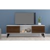 Manhattan Comfort Doyers 62.20 Mid-Century Modern TV Stand in White and Nut Brown