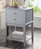 conifferism Grey Nightstand with 2 Drawers,Tall Bedside Table with Storage Shelf,Wooden End Tables Bedroom,Large Side Table for Home Furniture Living