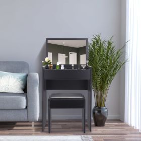 Makeup Table with Mirror;  Storage and Stool;  Lady's Dressing up Station