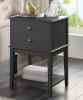 conifferism Tall Bed Side Tables Black,Large Wood Nightstand with 2 Drawers 28 inch Height for Living Room,Sofa End Table with Storage Shelf for Home