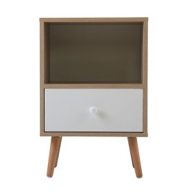 Mid-Century Wood Nightstand;  Bed Sofa Side Table with Drawer and Shelf;  Modern End Table for Living Room Bedroom Office