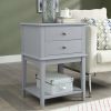 conifferism Grey Nightstand with 2 Drawers,Tall Bedside Table with Storage Shelf,Wooden End Tables Bedroom,Large Side Table for Home Furniture Living