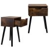 Set of 2 Mid Century Wood Side Table;  End Table with 1 Storage Drawer;  Nightstand for Bedroom Living Room