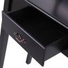 53.5''H Elegant Wood Makeup Vanity Set Dressing Table Furniture with Rotating Rectangular Mirror and Drawer, Black XH