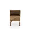 Manhattan Comfort Liberty Mid-Century Modern Nightstand 1.0 with 1 Cubby Space and 1 Drawer in Rustic Brown