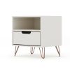 Manhattan Comfort Rockefeller 1.0 Mid-Century- Modern Nightstand with 1-Drawer in Off White