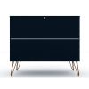 Manhattan Comfort Rockefeller Mid-Century- Modern Dresser with 3-Drawers in Tatiana Midnight Blue