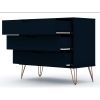 Manhattan Comfort Rockefeller Mid-Century- Modern Dresser with 3-Drawers in Tatiana Midnight Blue