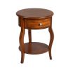 Mid-Century Round End Table,Vintage Small Side Table with Drawer Storage, Couch Side Table Coffee Table Nightstand Solid Wood Frame, Living Room Table