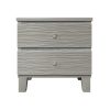 Champagne Silver Rubber Wood Nightstand Side table with 2 Drawers Metal Slides Crystal Handle