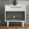 Modern Style Manufactured Wood One-Drawer Nightstand Side Table with Solid Wood Legs; White