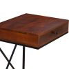 Wooden Sofa Side Table with 1 Drawer and Metal Frame; Brown and Black