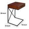 Wooden Sofa Side Table with 1 Drawer and Metal Frame; Brown and Black