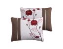 7-Piece Roses Comforter Set;  Red;  Full/Queen;  Shams;  3 Dec Pillows and Bed Skirt