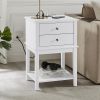 conifferism White Nightstand with Charging Station 28 inches Tall for Bedroom,Wood Sofa Side Table with 2 Drawers,Large End Table with USB Ports,Moder