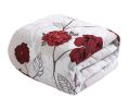 7-Piece Roses Comforter Set;  Red;  Full/Queen;  Shams;  3 Dec Pillows and Bed Skirt