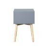 Side Table with 2 Drawer and Rubber Wood Legs; Mid-Century Modern Storage Cabinet for Bedroom Living Room Furniture; Gray