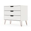 Manhattan Comfort Rockefeller Mid-Century- Modern Dresser with 3-Drawers in White