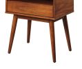 Walnut Finish 1pc End Table with Faux Marble and Drawer Shelf Living Room Furniture Side Table