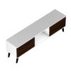 Manhattan Comfort Doyers 62.20 Mid-Century Modern TV Stand in White and Nut Brown