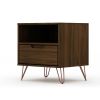 Manhattan Comfort Rockefeller 1.0 Mid-Century- Modern Nightstand with 1-Drawer in Brown