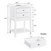 conifferism White Nightstand with Charging Station 28 inches Tall for Bedroom,Wood Sofa Side Table with 2 Drawers,Large End Table with USB Ports,Moder