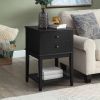 conifferism Tall Bed Side Tables Black,Large Wood Nightstand with 2 Drawers 28 inch Height for Living Room,Sofa End Table with Storage Shelf for Home