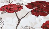 7-Piece Roses Comforter Set;  Red;  Full/Queen;  Shams;  3 Dec Pillows and Bed Skirt