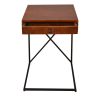 Wooden Sofa Side Table with 1 Drawer and Metal Frame; Brown and Black