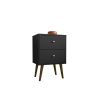 Manhattan Comfort Liberty Mid-Century Modern Nightstand 2.0 with 2 Full Extension Drawers in Black