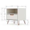 Manhattan Comfort Rockefeller 1.0 Mid-Century- Modern Nightstand with 1-Drawer in Off White and Nature