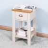 Wooden Living Room Side Table; Floor-standing Storage Table with a Drawer