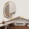 5 Drawers Corner Makeup Vanity Table with LED Lighted Mirror Vanity Desk