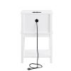 conifferism White Nightstand with Charging Station 28 inches Tall for Bedroom,Wood Sofa Side Table with 2 Drawers,Large End Table with USB Ports,Moder