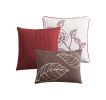 7-Piece Roses Comforter Set;  Red;  Full/Queen;  Shams;  3 Dec Pillows and Bed Skirt