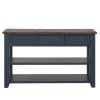 48'' Solid Pine Wood Top Console Table; Modern Entryway Sofa Side Table with 3 Storage Drawers and 2 Shelves. Easy to Assemble (Blue)