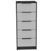 Kaia 5 Drawer Dresser; Vertical Dresser -Smokey Oak / White