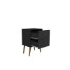 Manhattan Comfort Liberty Mid-Century Modern Nightstand 2.0 with 2 Full Extension Drawers in Black