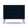 Manhattan Comfort Rockefeller Mid-Century- Modern Dresser with 3-Drawers in Tatiana Midnight Blue