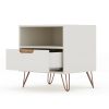 Manhattan Comfort Rockefeller 1.0 Mid-Century- Modern Nightstand with 1-Drawer in Off White and Nature