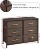 Dresser Closet with 6 Drawers;  Storage Tower Unit for Bedroom;  Hallway;  Closet;  Office Organization;  Wood Top;  Easy Pull Fabric Bins - Brown