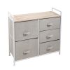 3-Tier Storage Dresser with 5 Non-woven Fabric Drawers for Living Room;  Bedroom and Entryway